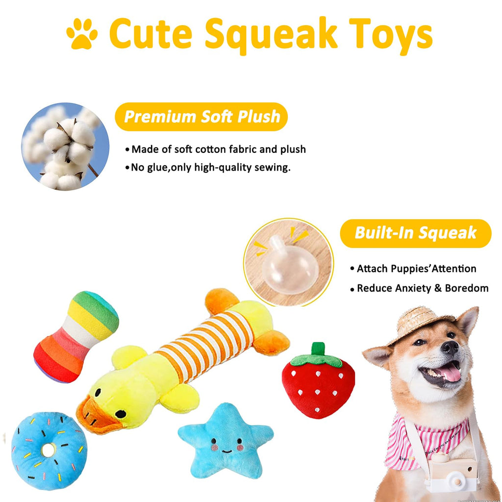 25 Pack Puppy Chew Toys with Squeak Plush Rope Toys J3107