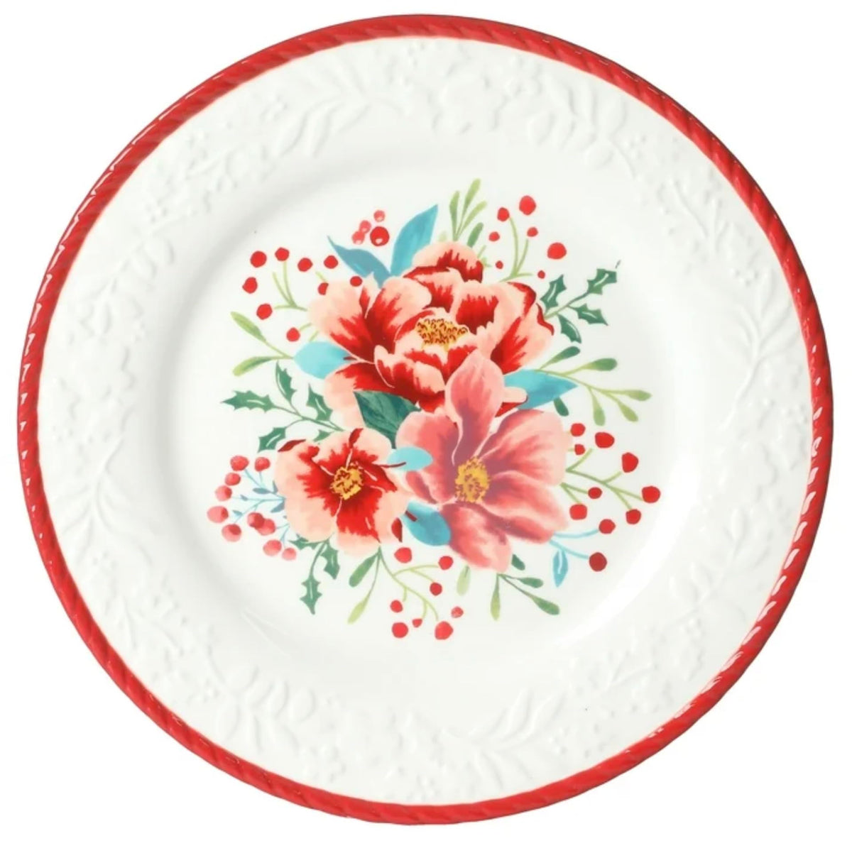 Red 12-Piece Stoneware Dinnerware Set Z651860