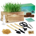 Non-GMO Wheatgrass Cat Grass Kit with Wood Planter Soil & Tools 17-Piece Set N57816