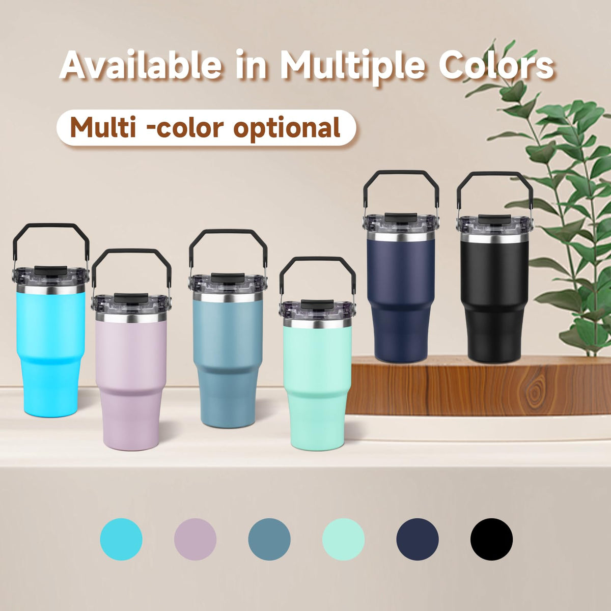 20oz Stainless Steel Insulated Tumbler with Handle and Flip Straw Lid H41935