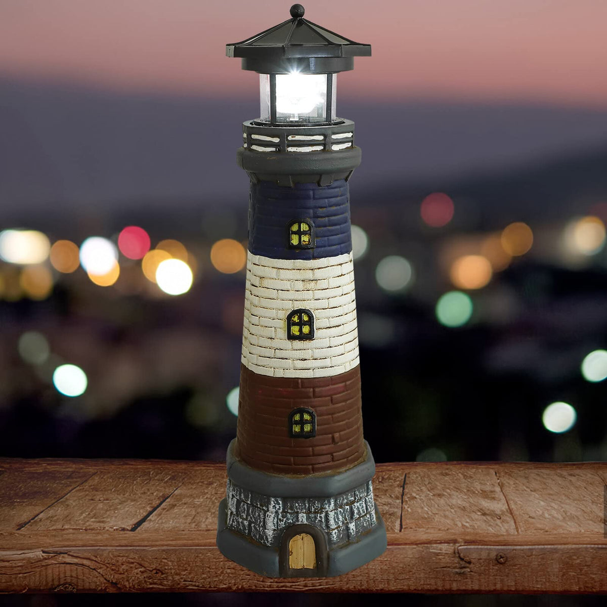 Solar Lighthouse Garden Lights Outdoor Waterproof Resin Statue Lamp B756803