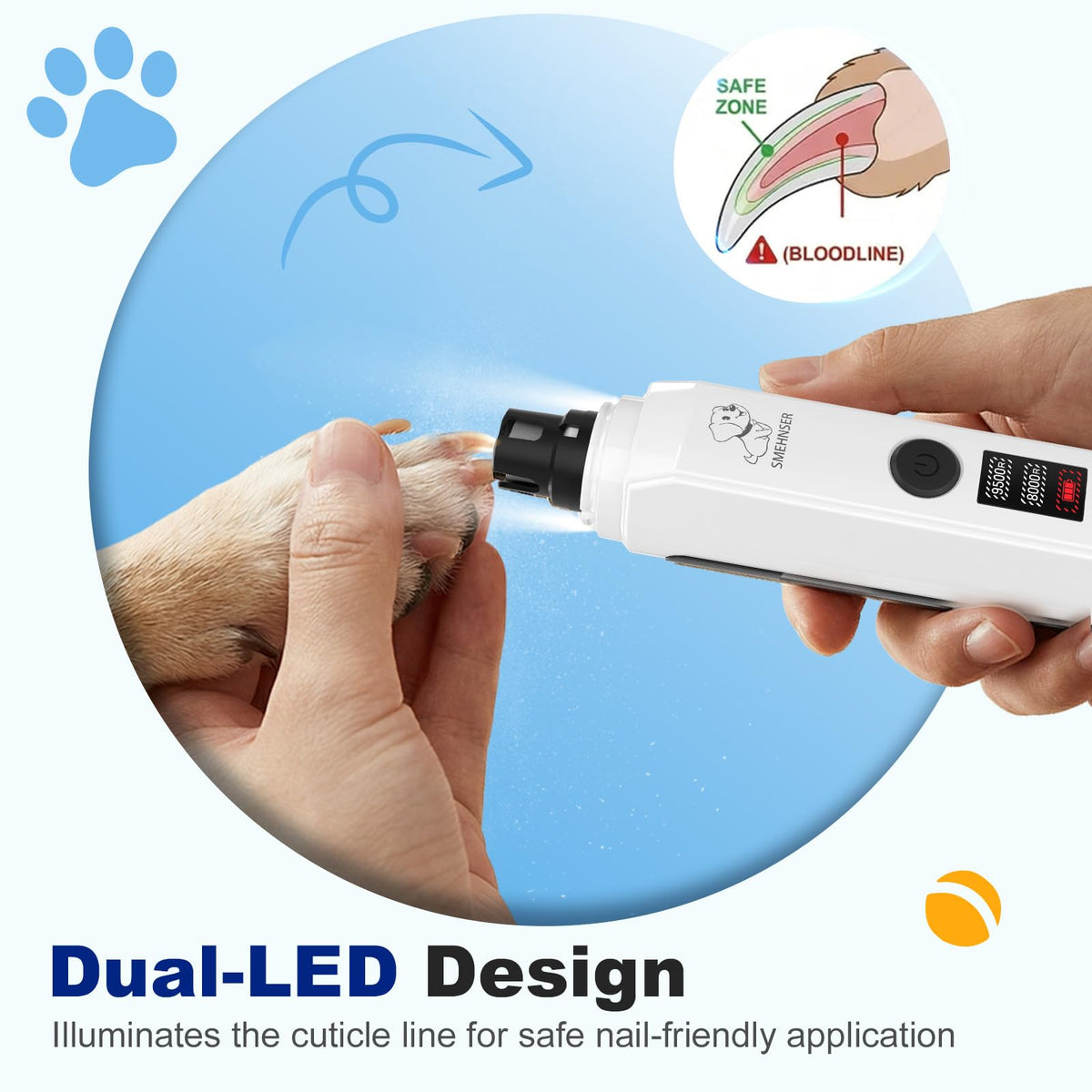 White 2-Speed USB Rechargeable Dog Nail Grinder J13961