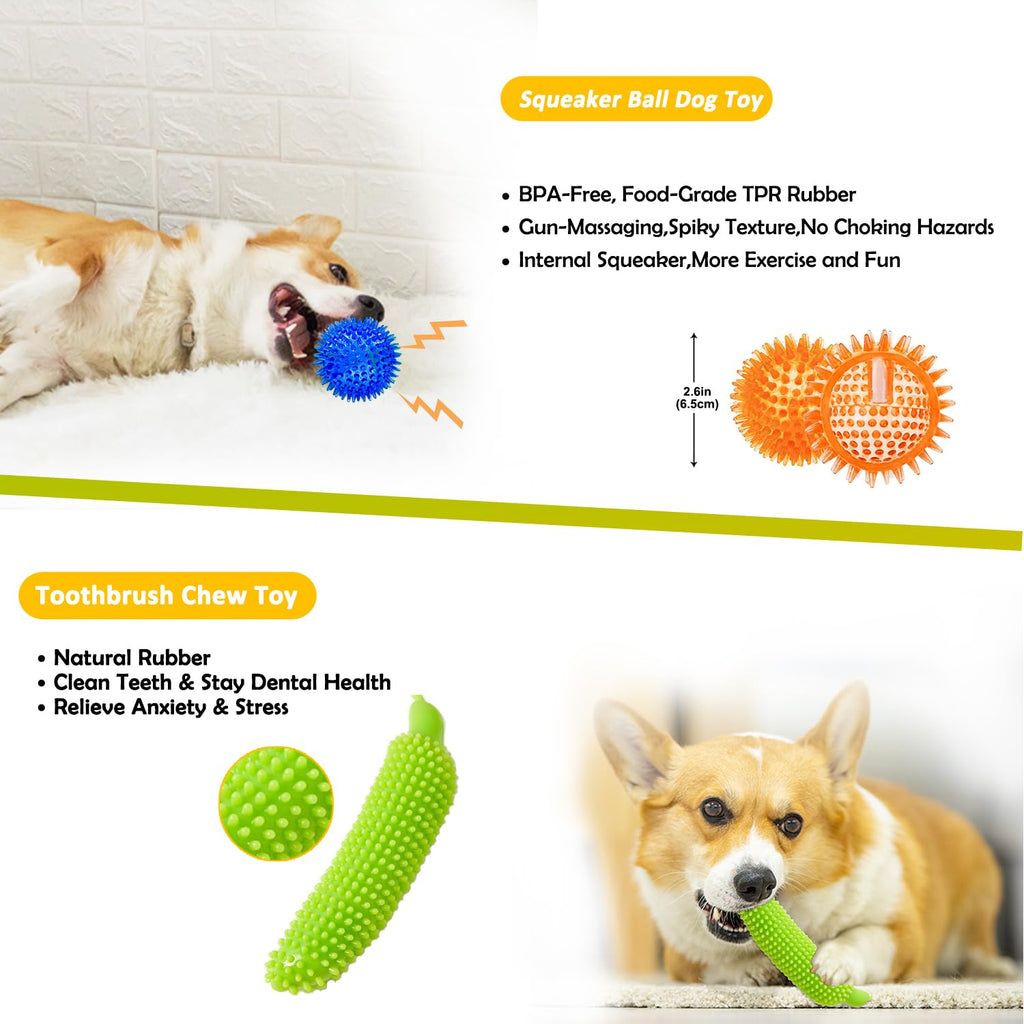 25 Pack Puppy Chew Toys with Squeak Plush Rope Toys J3107
