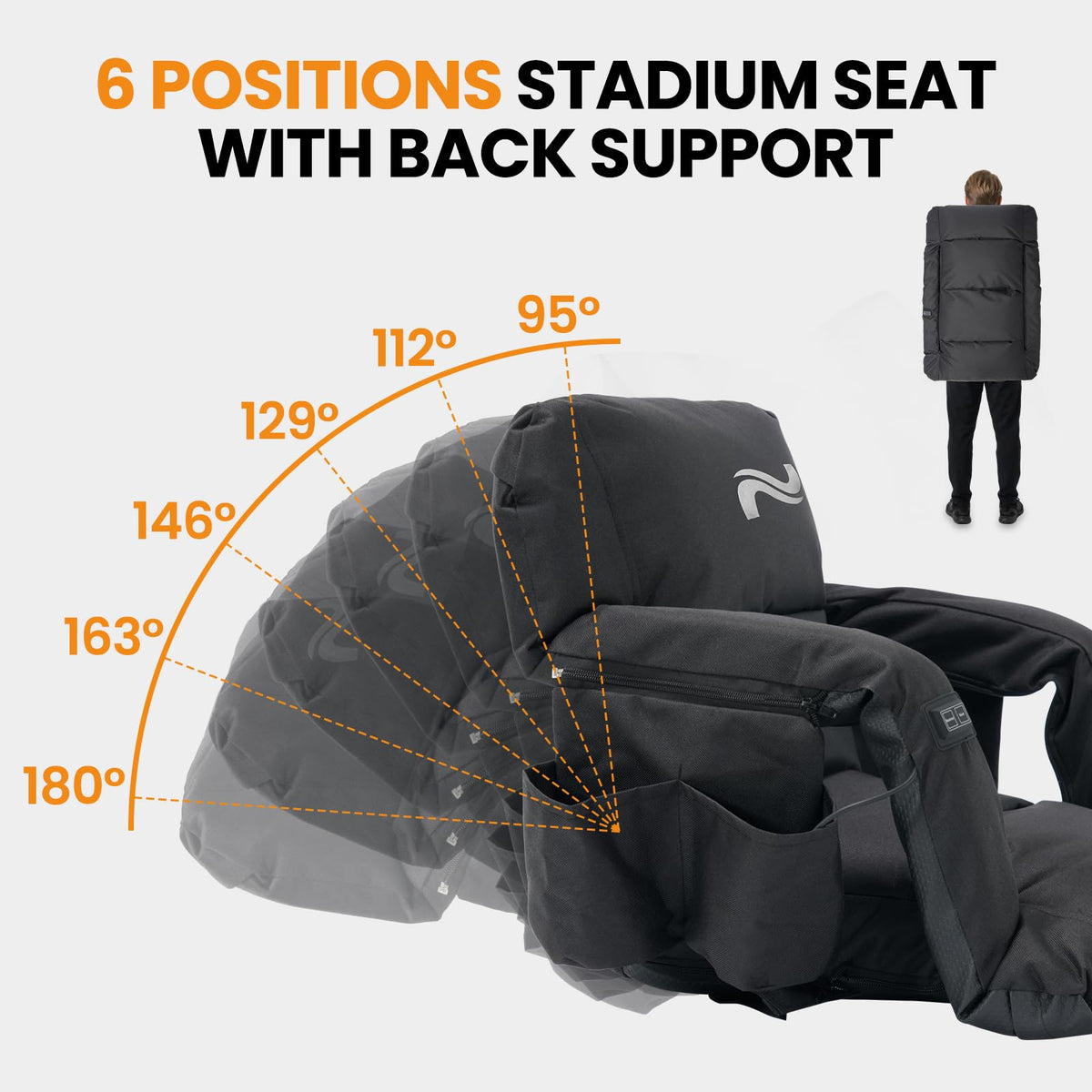 25in Extra Wide Thick Heated Stadium Seats with Back Support T9549