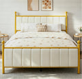 Gold Full Size Bed Frame with Headboard and Under Bed Storage L6333