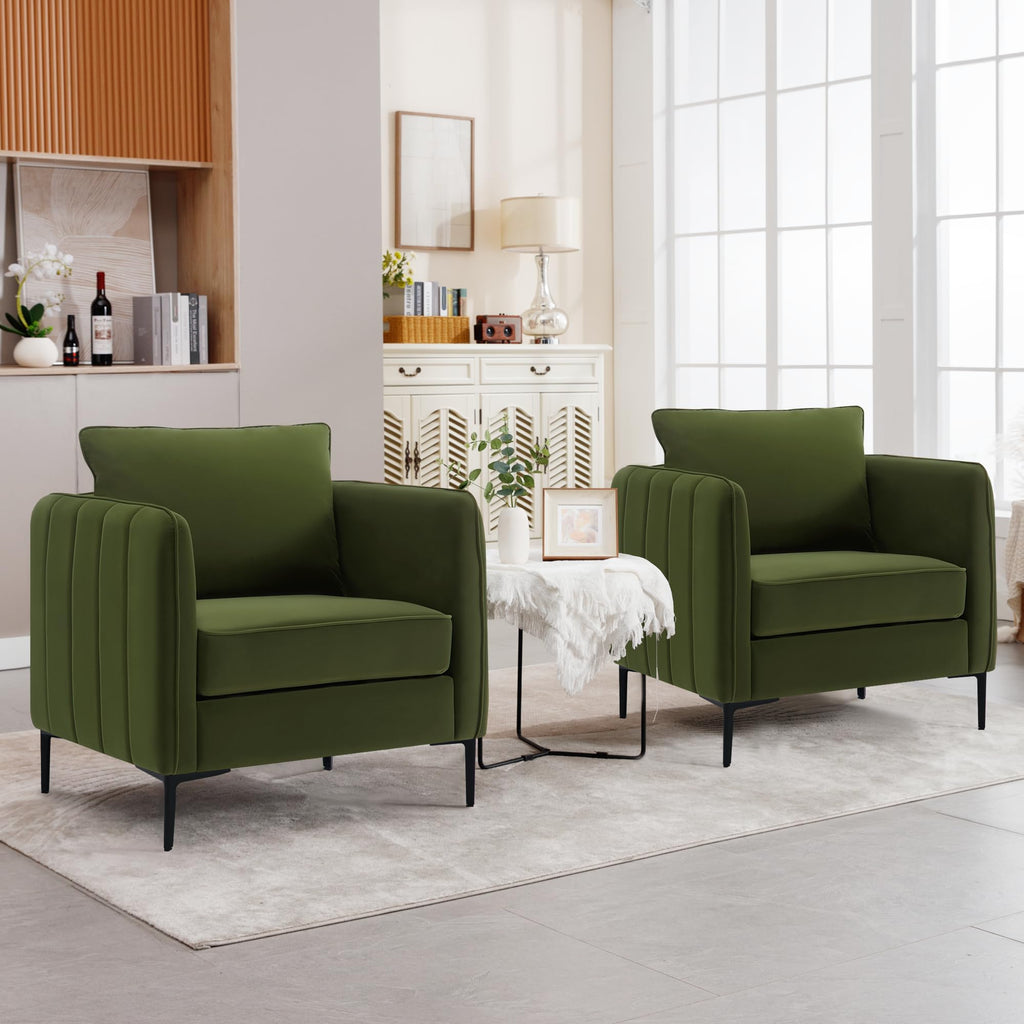Olive Green Velvet Accent Chairs Set of 2 M730056