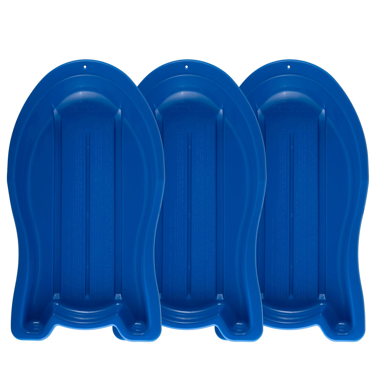 3 Pack Plastic Toboggan Snow Sled with Pull Ropes and Handles T37460