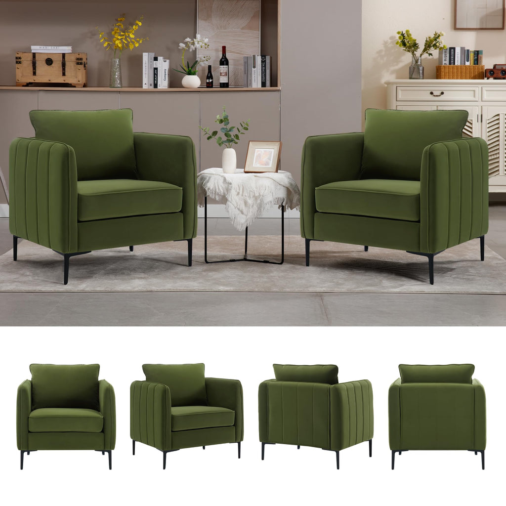 Olive Green Velvet Accent Chairs Set of 2 M730056