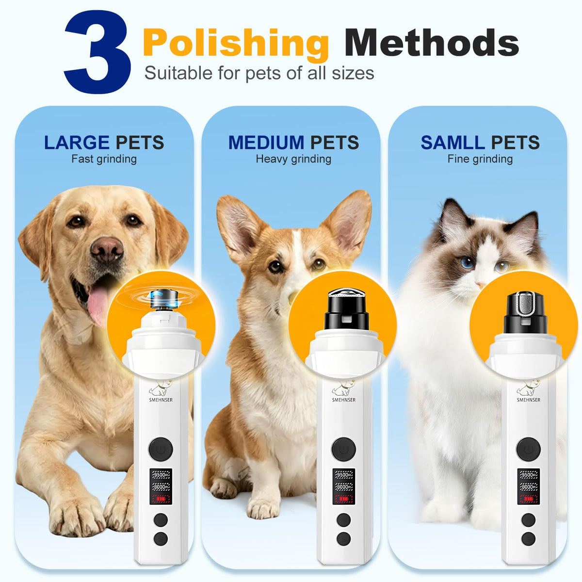 White 2-Speed USB Rechargeable Dog Nail Grinder J13961
