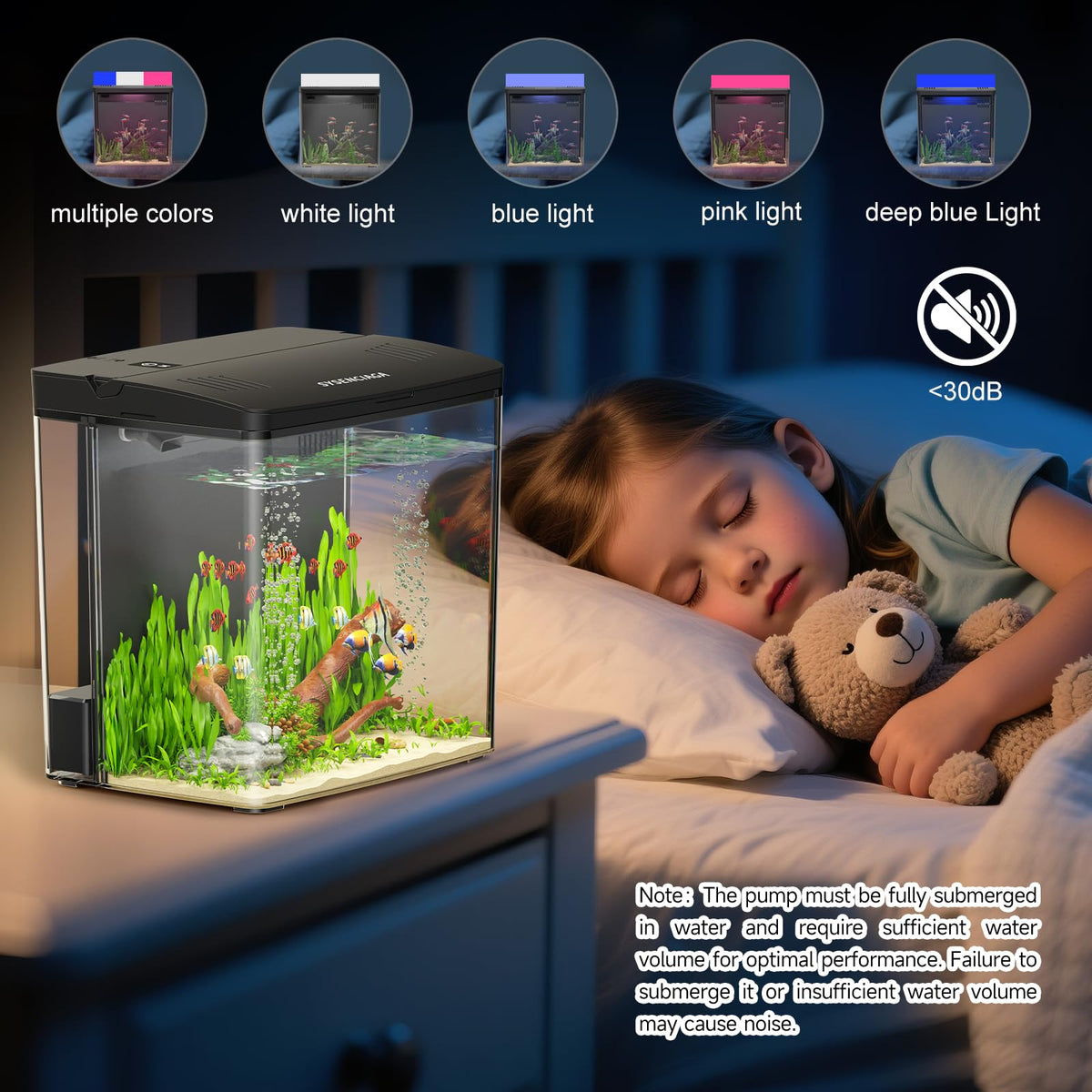 1 Gallon Acrylic Fish Tank Kit with Filter and Light D84949