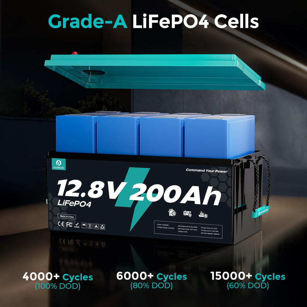 12V 200Ah LiFePO4 Deep Cycle Lithium Battery P1640