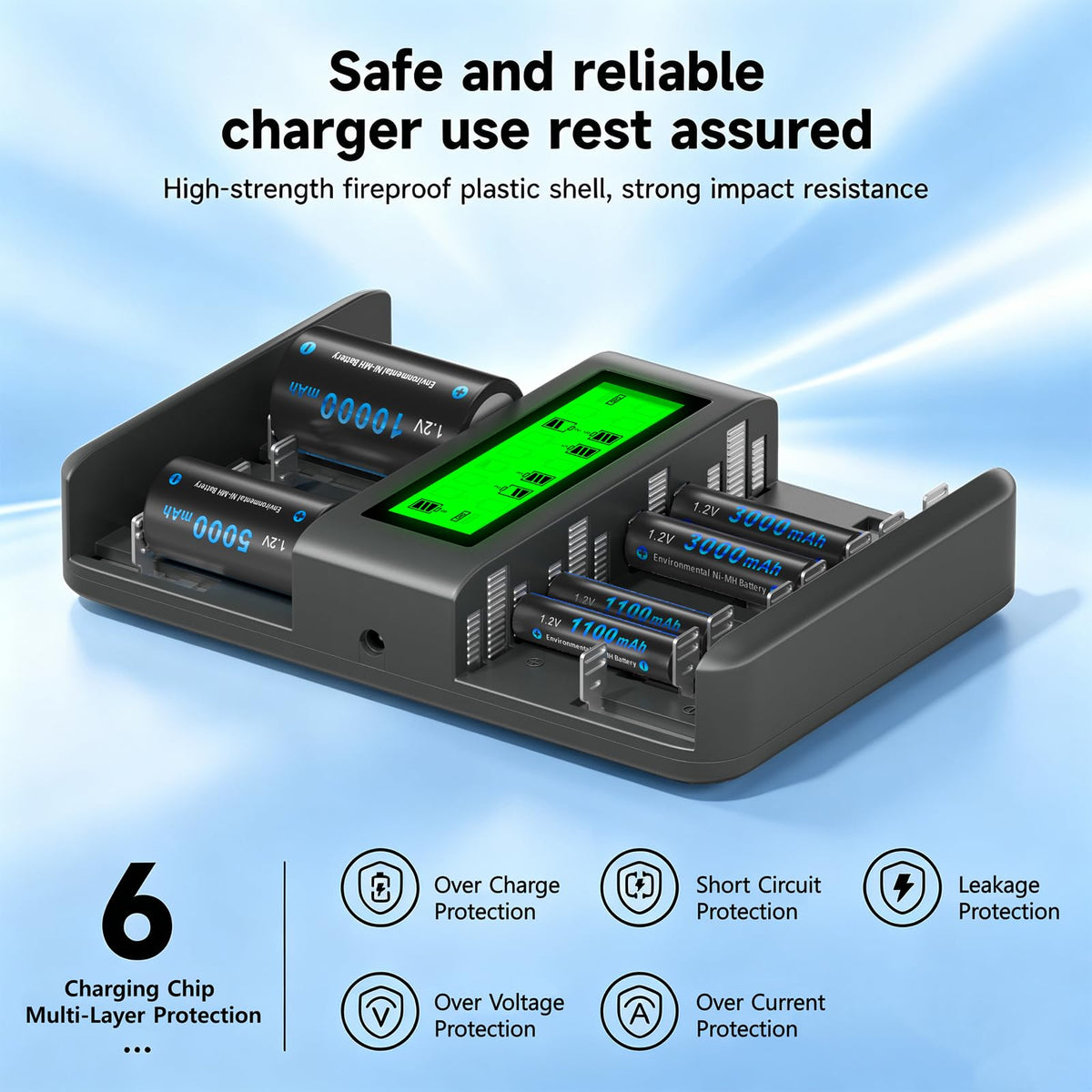 16 Bay AA AAA C D NiMH Battery Charger with LCD Display O59184