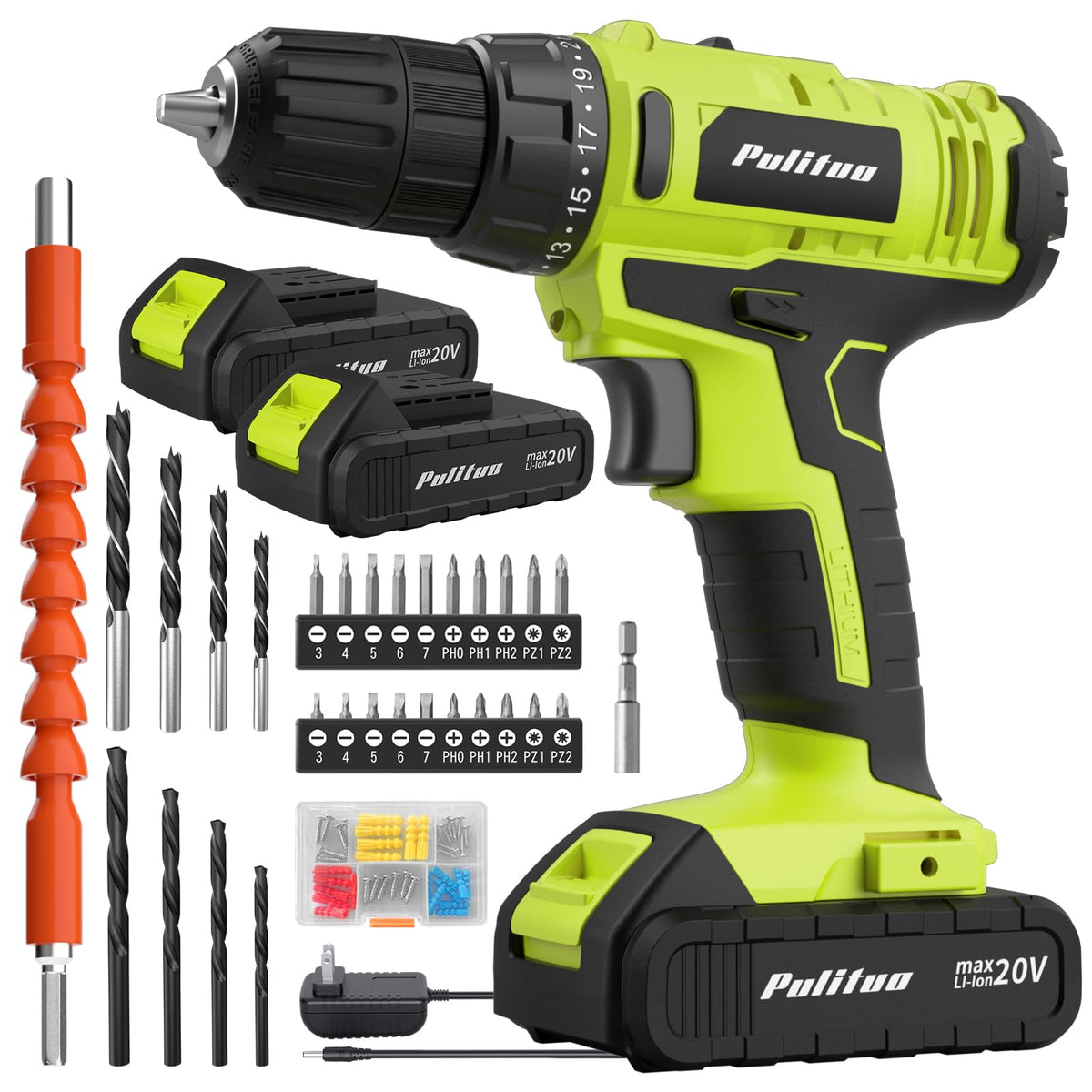20V Cordless Drill Driver with 2 Batteries T7725