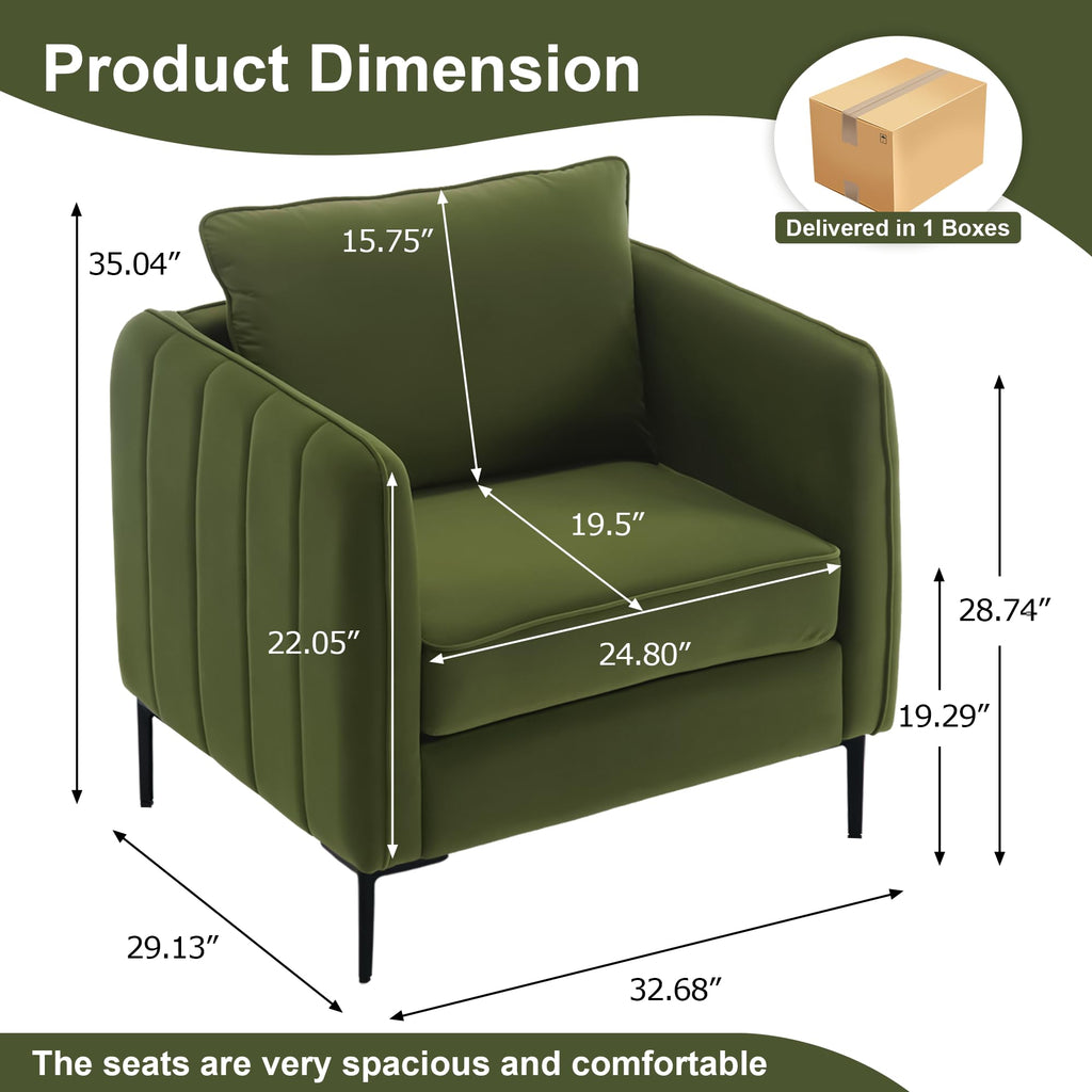 Olive Green Velvet Accent Chairs Set of 2 M730056
