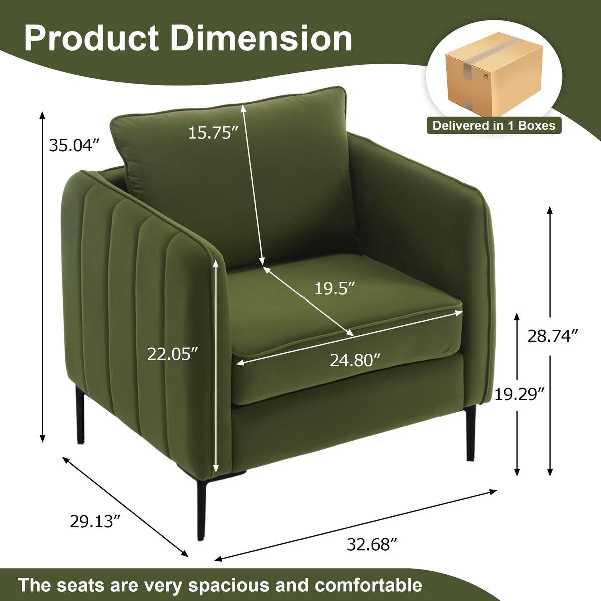 Olive Green Velvet Accent Chairs Set of 2 M730056
