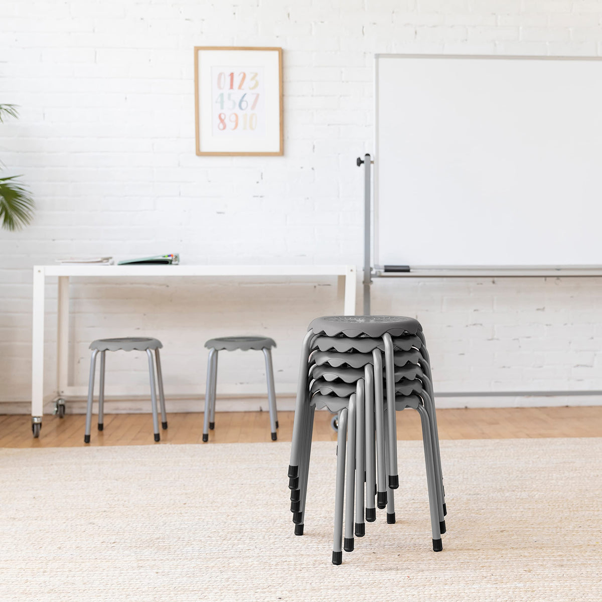 Grey 8-Piece Stackable Stool Seating Set X763838