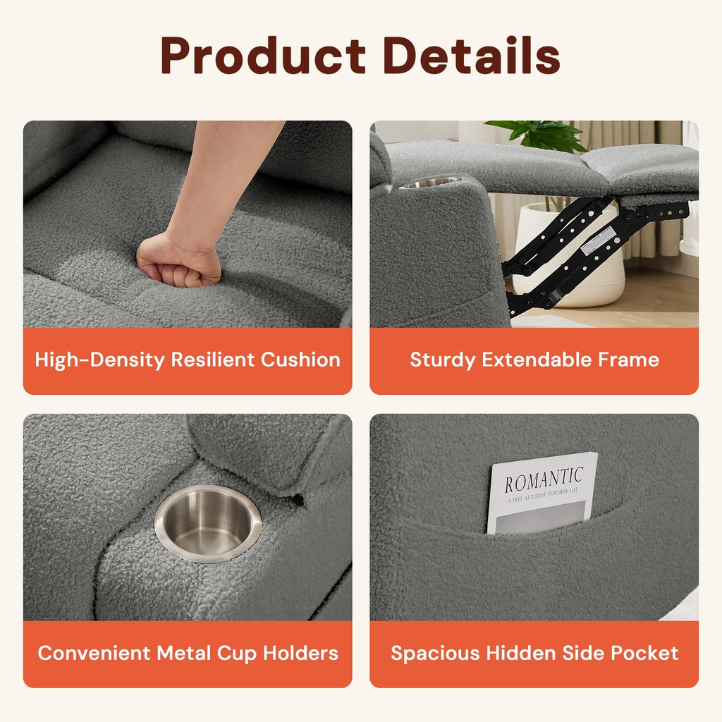 360° Swivel Rocker Recliner Chair with Cup Holders B274581