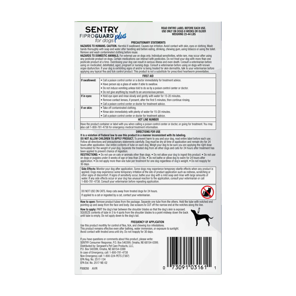 Flea and Tick Prevention for Dogs 23-44 Pounds 3 Month Supply Topical Flea Treatments R2839