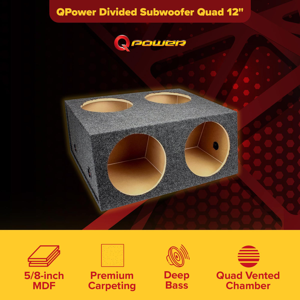 12 Inch 4 Hole Sealed Divided Speaker Box Subwoofer Enclosure Q9449