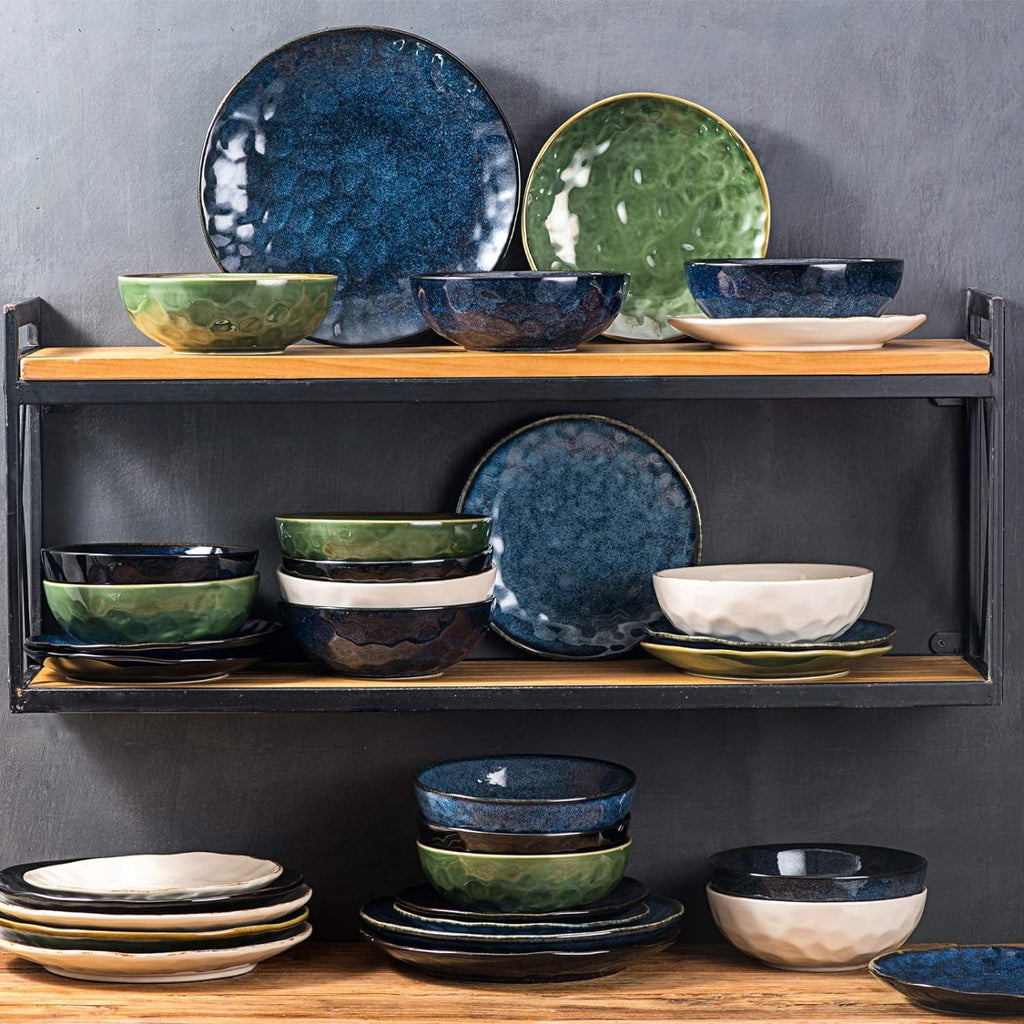 Ceramic Salad Bowls Set, 32 Ounce, Set of 4, Blue N328