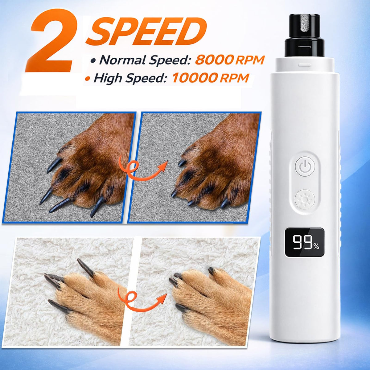Dog Nail Grinder, 3-Speed Ultra Quiet with LED Light P50252