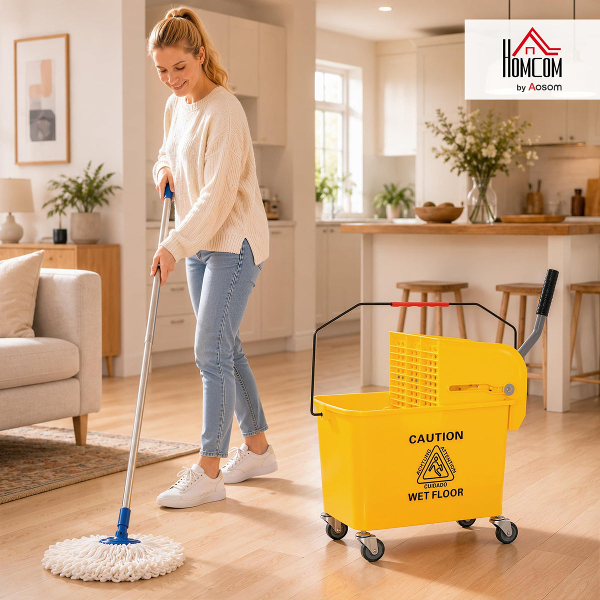 Yellow 21 Quart Mop Bucket with Wheels T95109