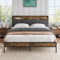 Full Bed Frame with LED Light Storage Headboard and Charging Station M336878