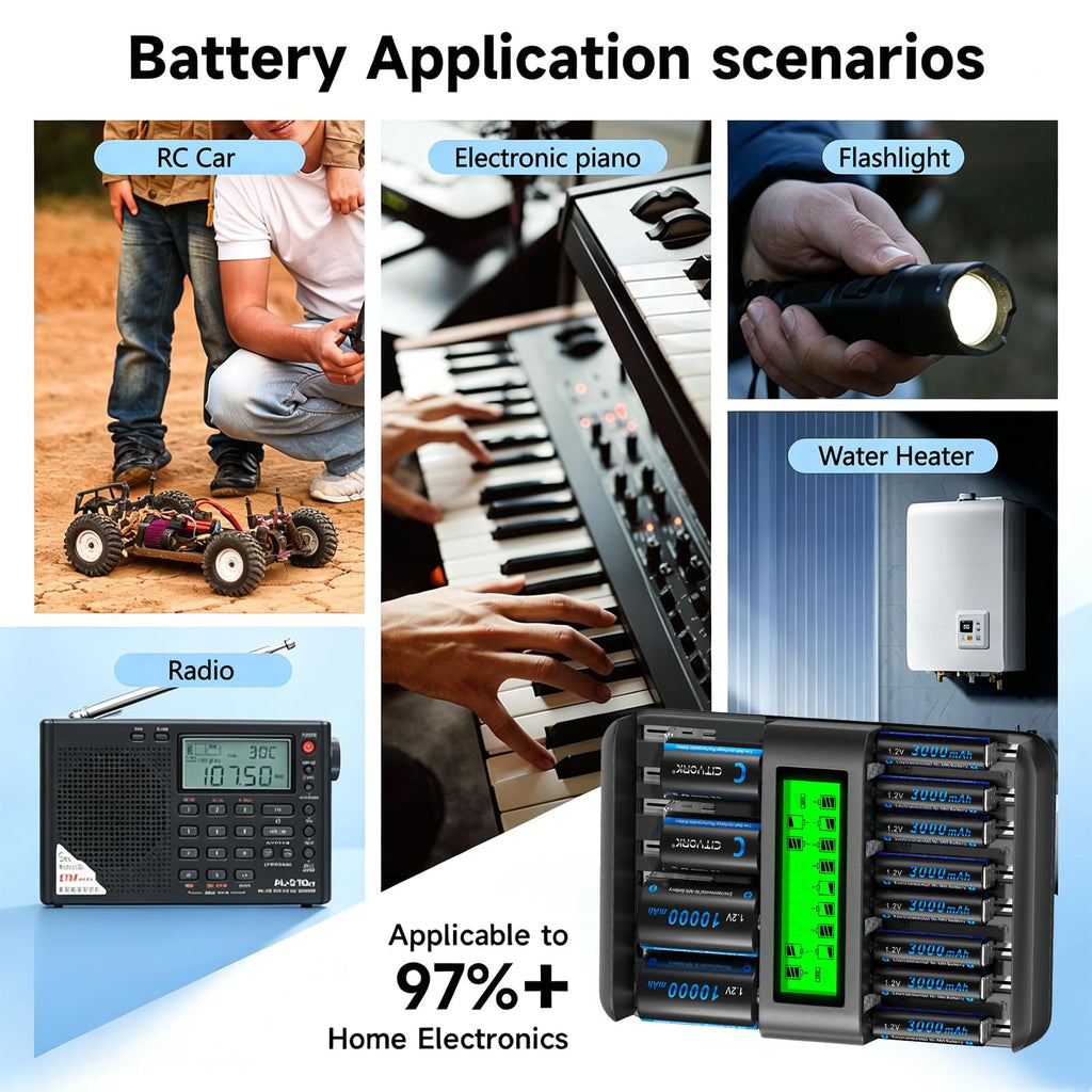 16 Bay AA AAA C D NiMH Battery Charger with LCD Display O59184