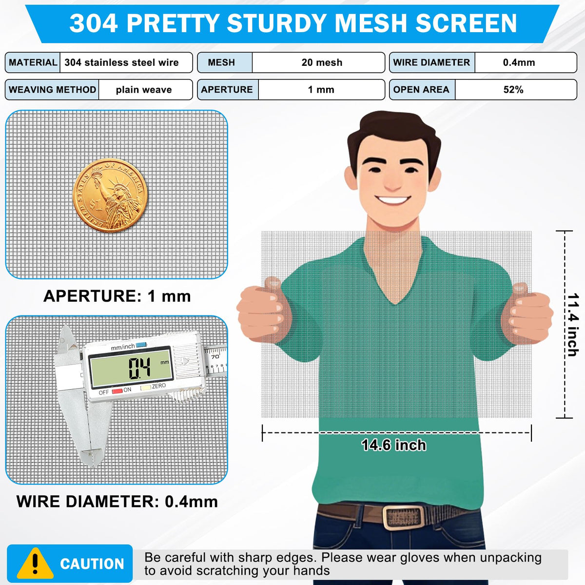 1 Piece Woven 304 Stainless Steel Mesh 20 Mesh P7764