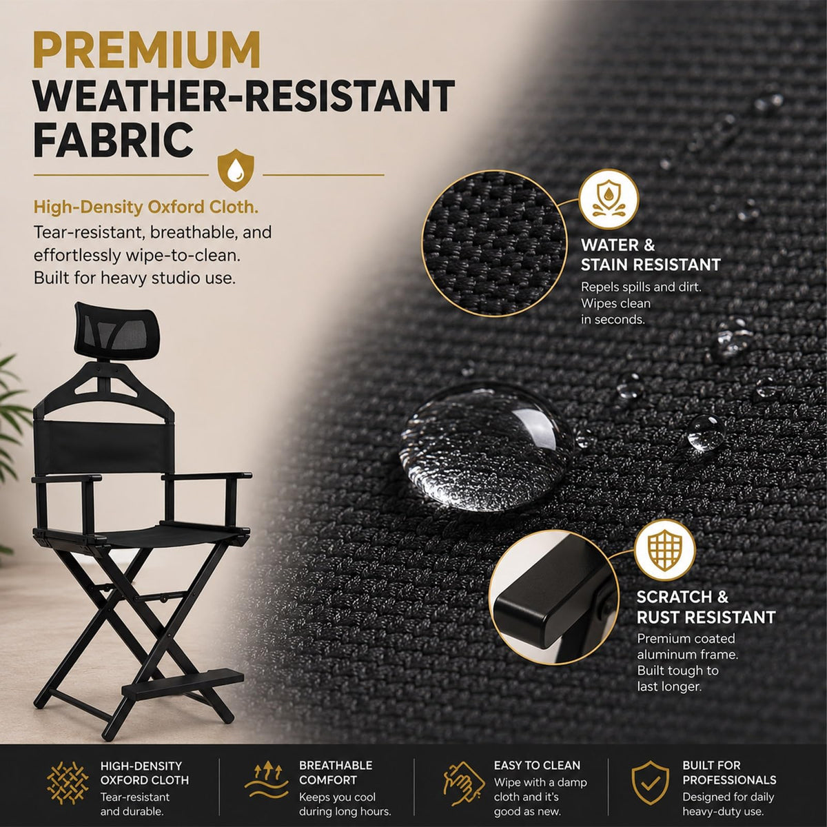 Extra Tall Aluminum Foldable Makeup Artist Chair T882