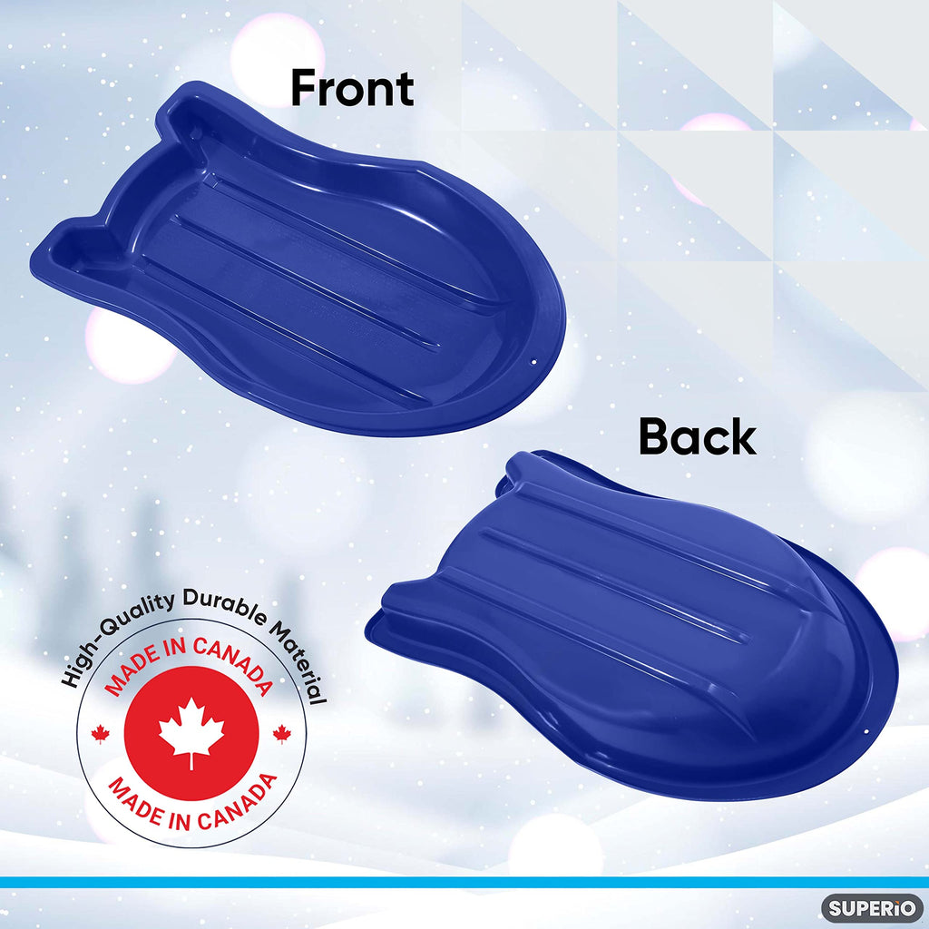 3 Pack Plastic Toboggan Snow Sled with Pull Ropes and Handles T37460