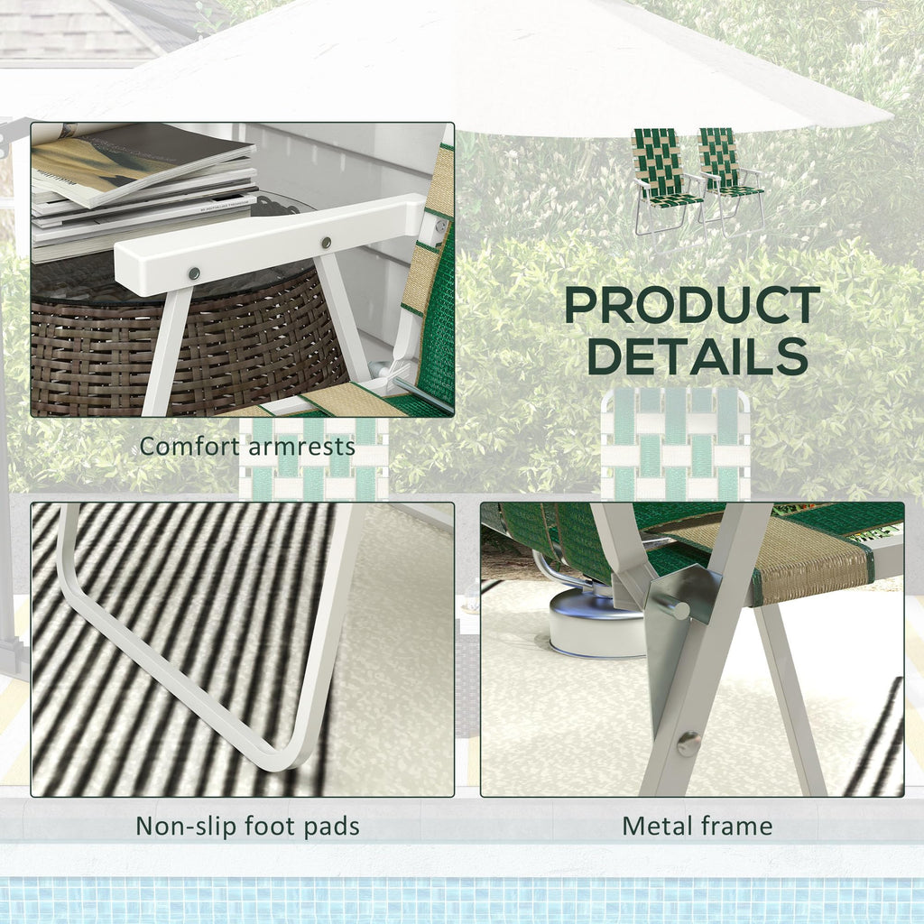 Folding Lawn Chairs Set of 2 with Armrests L3210