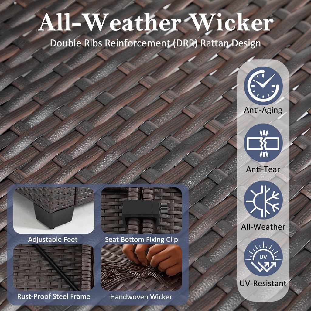 3 Piece Outdoor Wicker Patio Furniture Set S64104