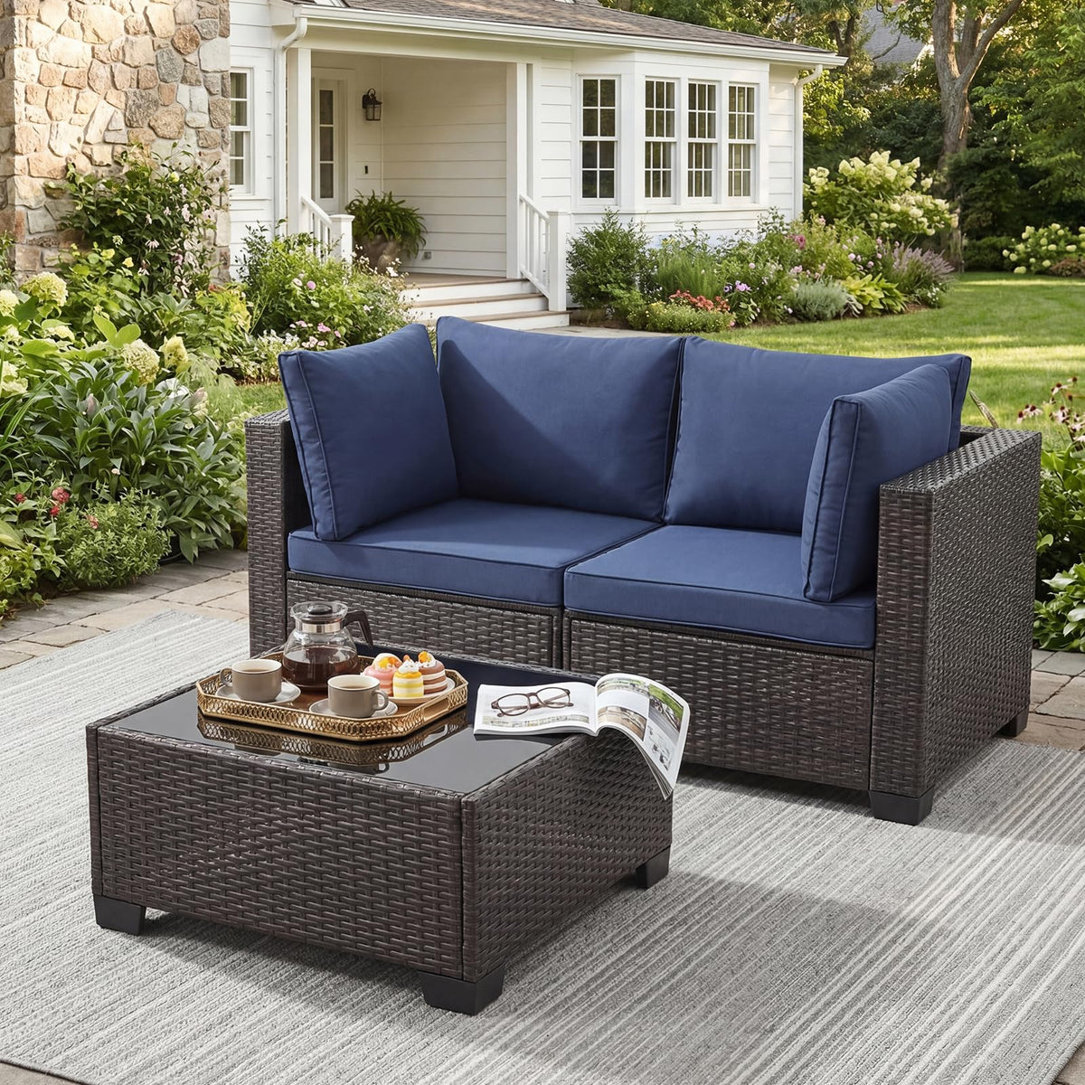 3 Piece Outdoor Wicker Patio Furniture Set S64104