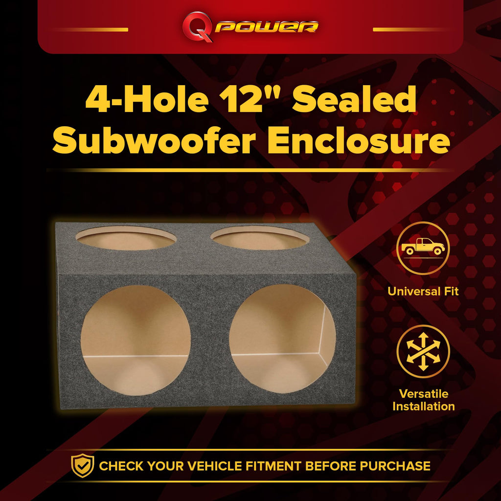 12 Inch 4 Hole Sealed Divided Speaker Box Subwoofer Enclosure Q9449