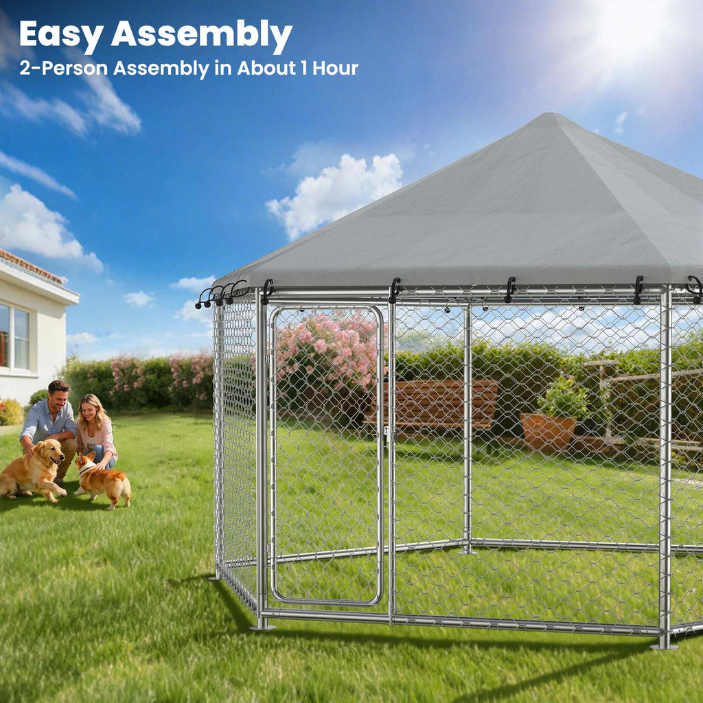 12.5x12.5 ft Outdoor Dog Kennel with Roof M14185