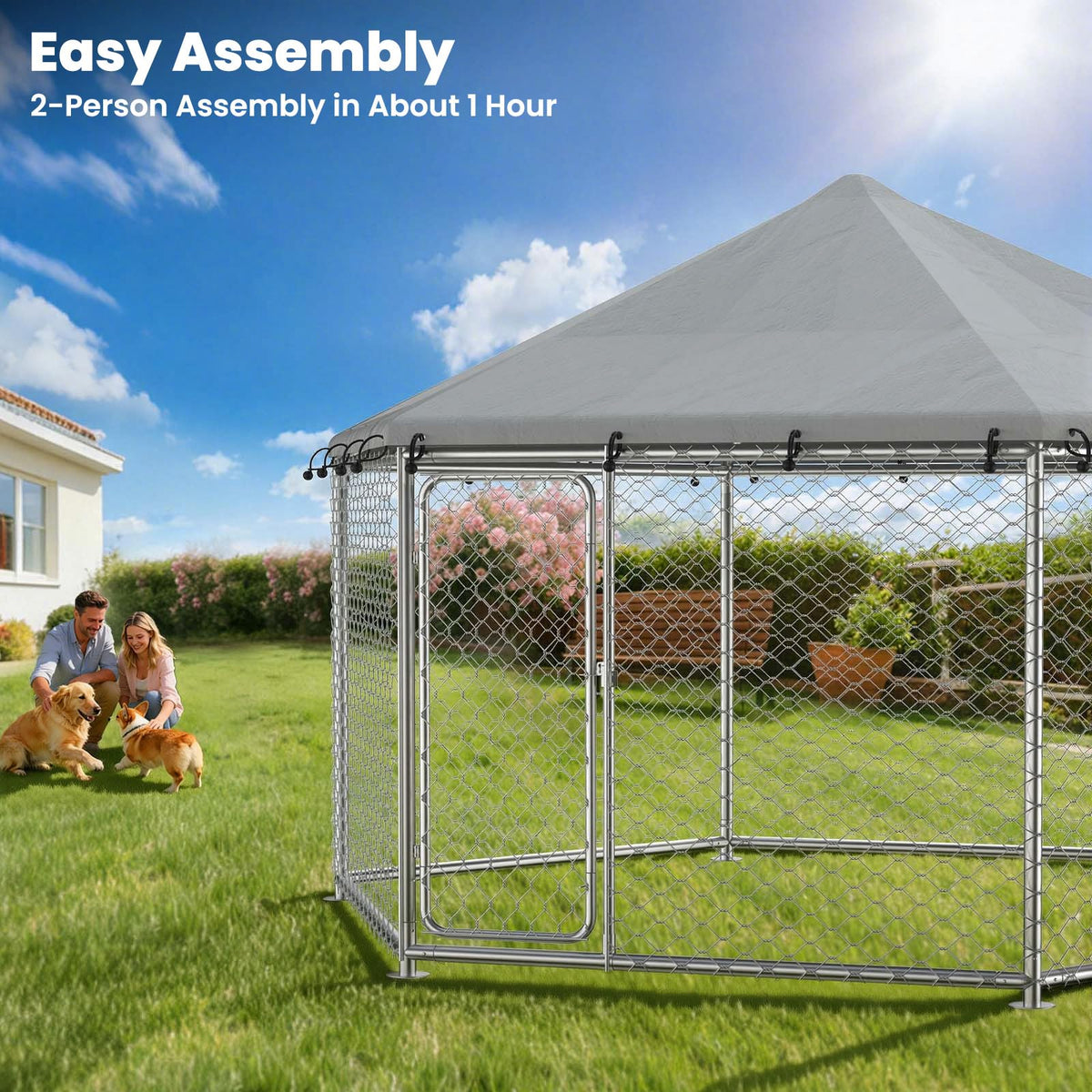 12.5x12.5 ft Outdoor Dog Kennel with Roof M14185