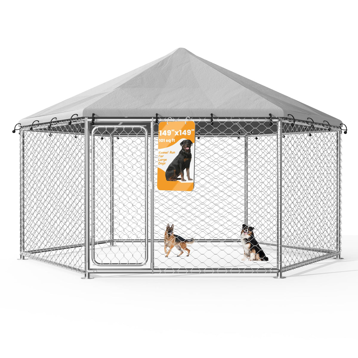 12.5x12.5 ft Outdoor Dog Kennel with Roof M14185