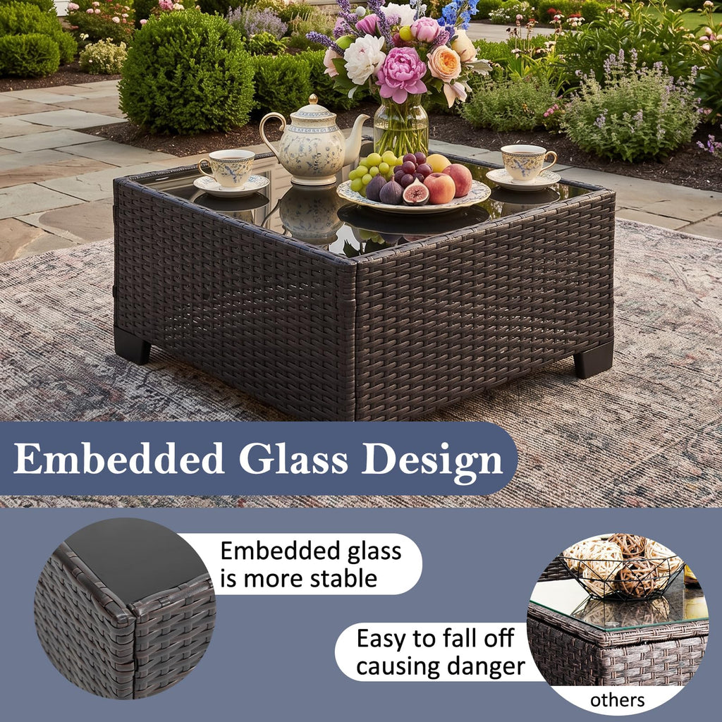 3 Piece Outdoor Wicker Patio Furniture Set S64104