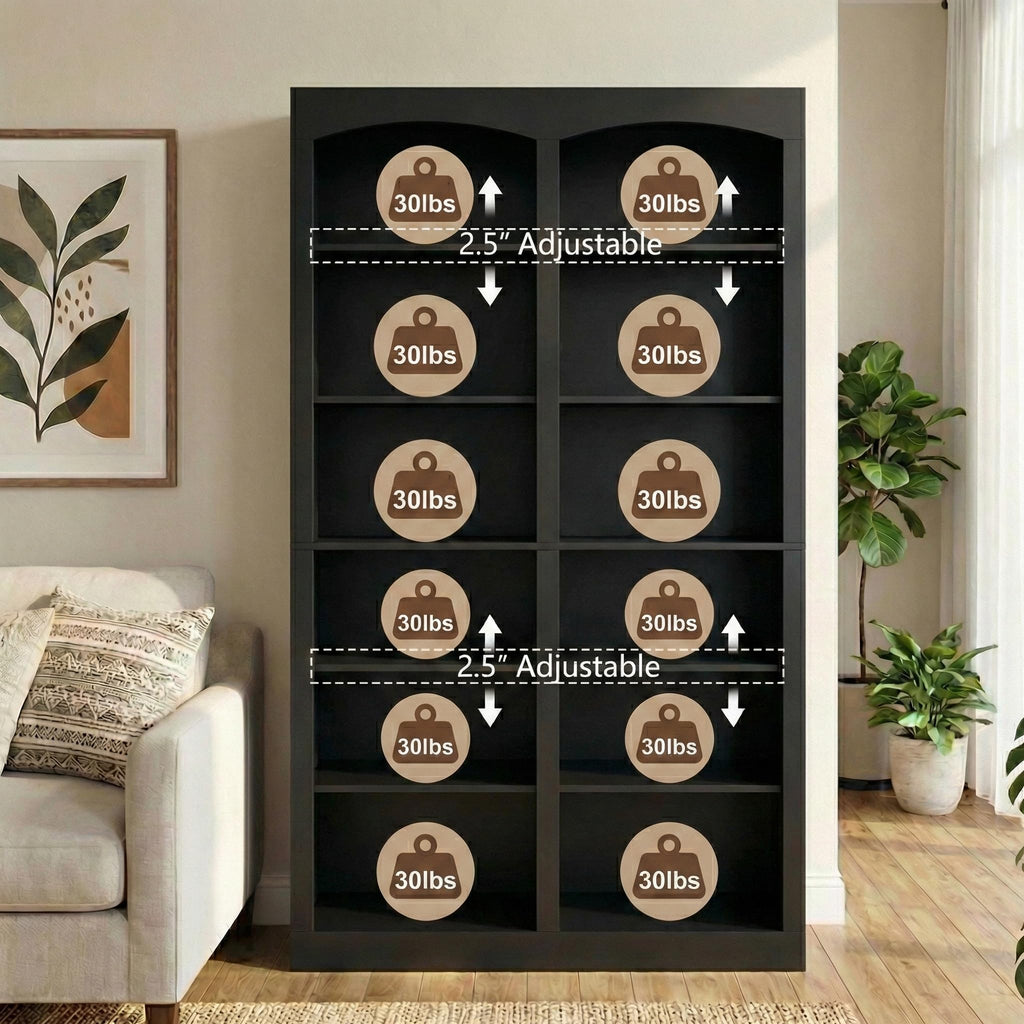 71" Tall Black 12-Tier Wood Bookcase E218
