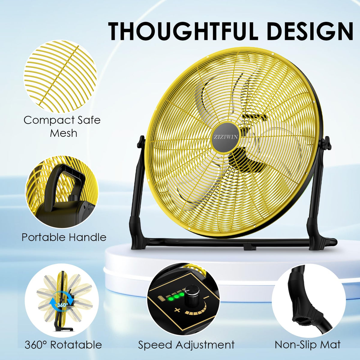 20" Rechargeable Portable Battery Operated Floor Fan O510