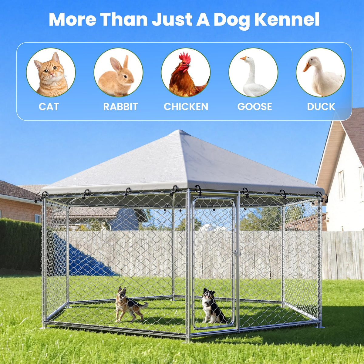 12.5x12.5 ft Outdoor Dog Kennel with Roof M14185