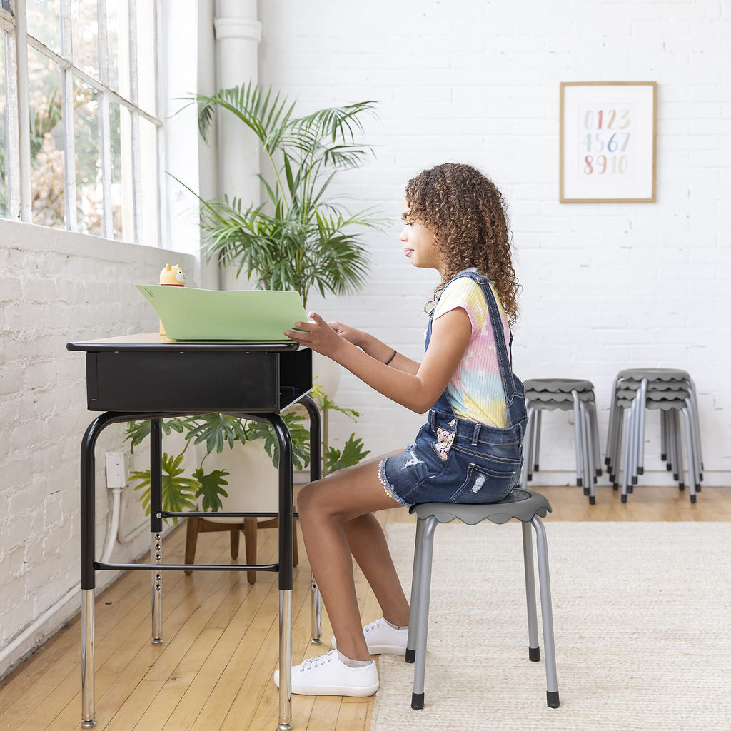 Grey 8-Piece Stackable Stool Seating Set X763838
