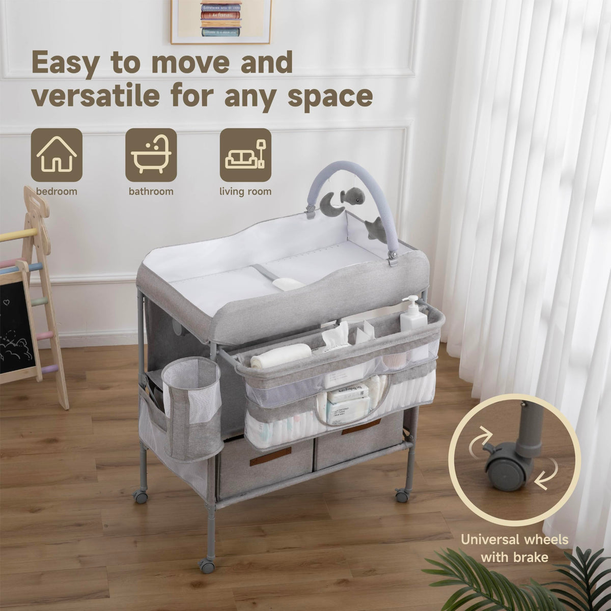 Portable Folding Baby Changing Table with 2 Drawers Z71363