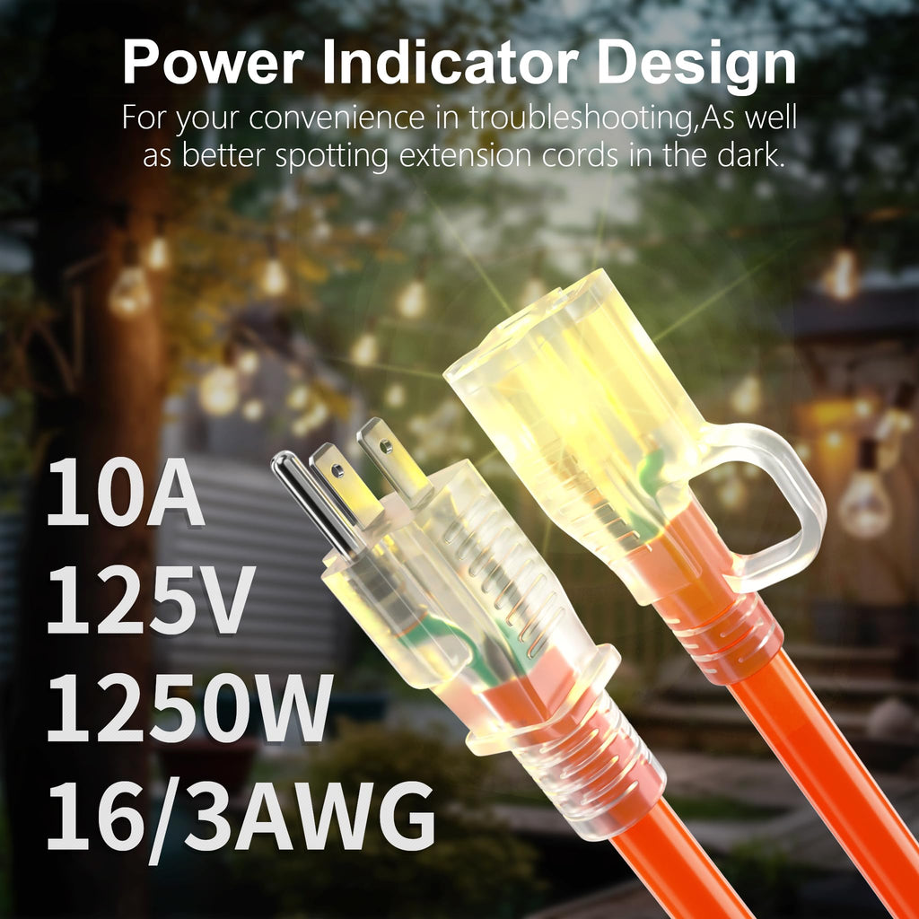 100 FT 16 Gauge Orange Outdoor Extension Cord Q15674