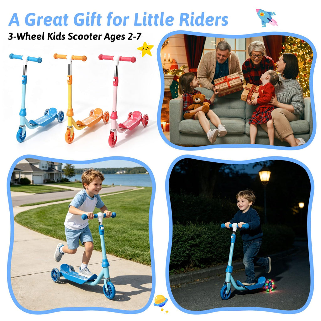 3-Wheel Kids Scooter Ages 2-7 Blue X983995