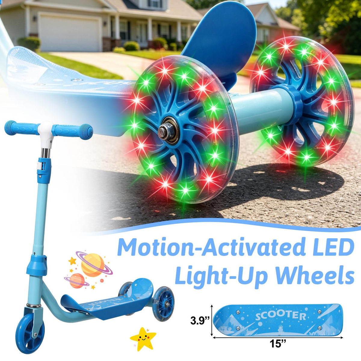 3-Wheel Kids Scooter Ages 2-7 Blue X983995