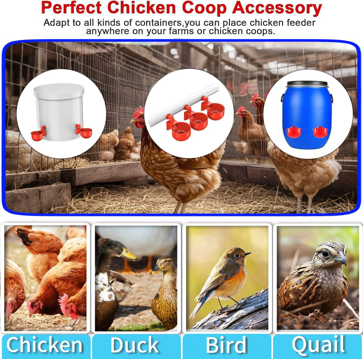 24 Pack Automatic Chicken Waterer Cups Kit V566