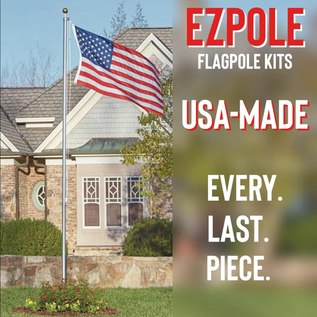 6' Black Aluminum Flagpole with American Flag and Mounting Bracket R349