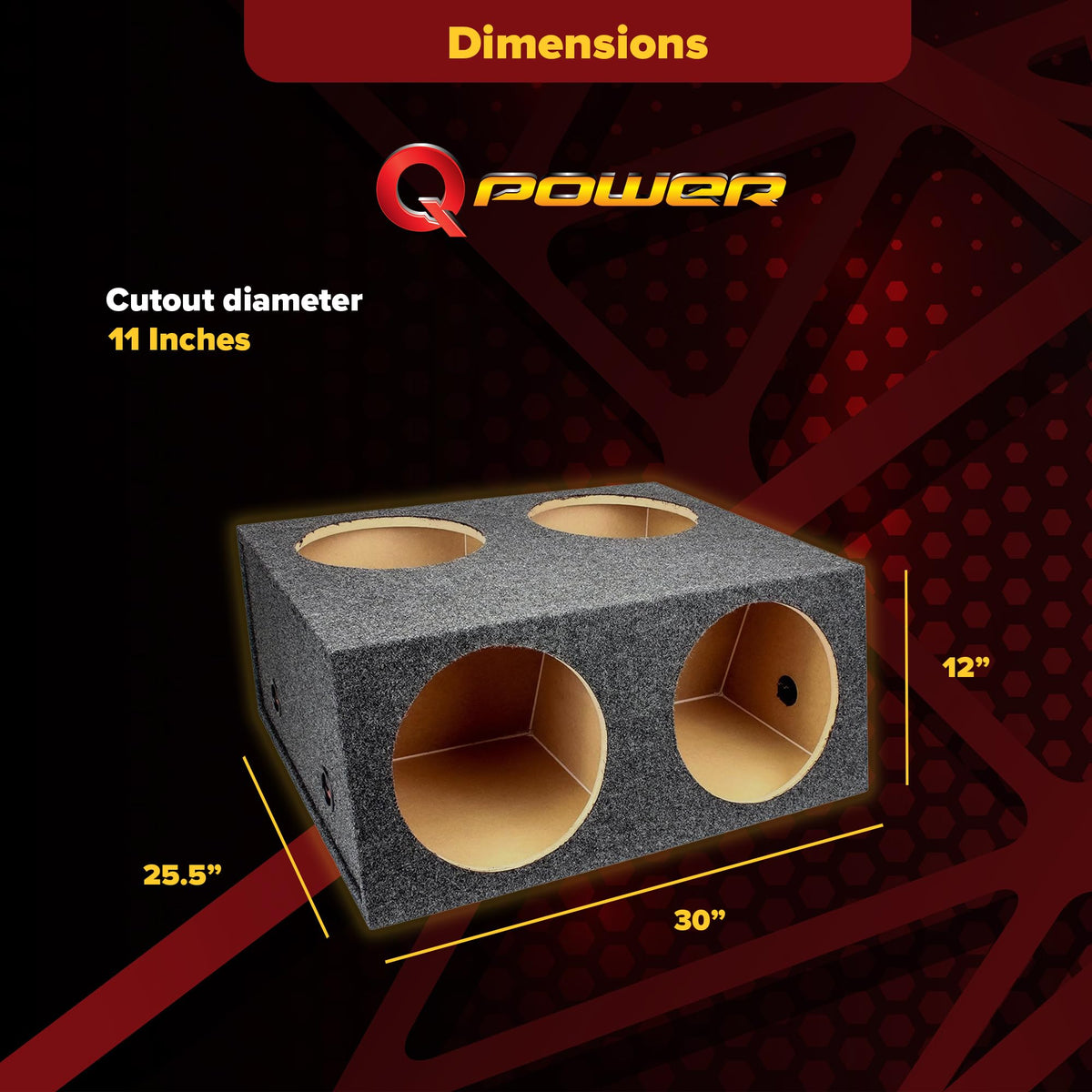 12 Inch 4 Hole Sealed Divided Speaker Box Subwoofer Enclosure Q9449